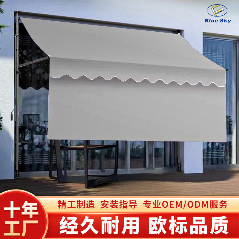 Export Quality No-Drill Retractable Sunshade Canopy for Villa Balcony, Outdoor Commercial Use, Customizable, Dropshipping Available