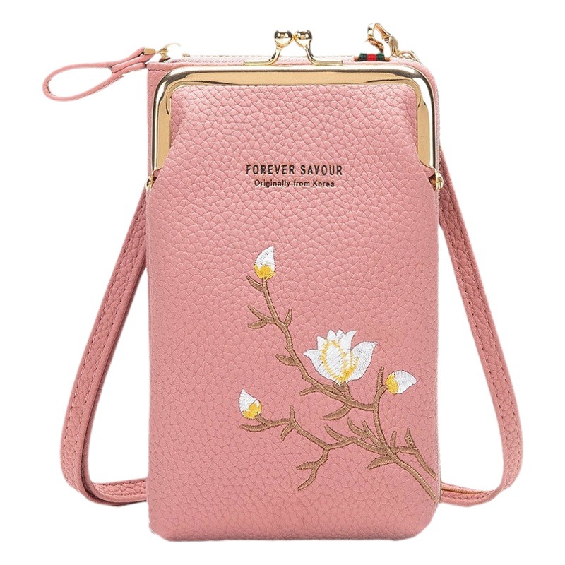 New Chinese-Style Embroidered Mobile Phone Bag with Large Capacity, Versatile Mobile Phone Pouch, Crossbody Small Bag, Trendy Women's Wallet Wholesale