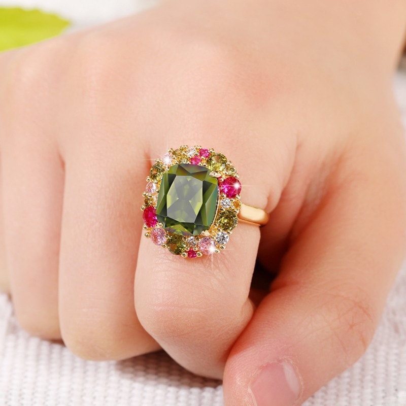 Cao Shi Eiropas un Amerikas luksusa Escape Forest Princess Emerald Square Elegant Ring Secret Garden Vintage Ring_voghion.com