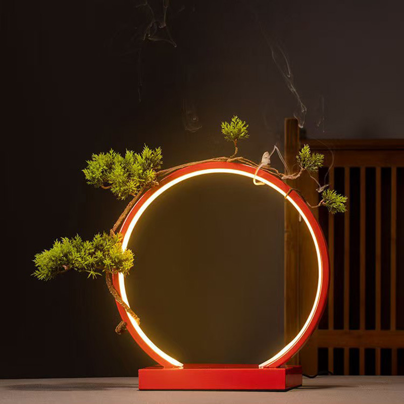 Nuevo anillo de luz LED de hierro forjado chino, fragancia de reflujo, oficina, tienda de muebles para el hogar, salón de té, casa de familia, decoración luminosa, regalo