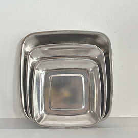 不锈钢四方盘餐厅家用小吃盘菜盘点心盘水果盘烤肉盘火锅配菜盘