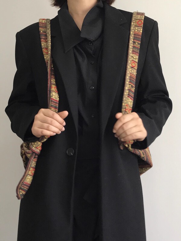 エスニックスタイル旅行レトロ刺繍ダブルストラップバッグストライプ大容量キャンバスバッグ多目的ショルダーバッグとクロスボディバッグ|undefined