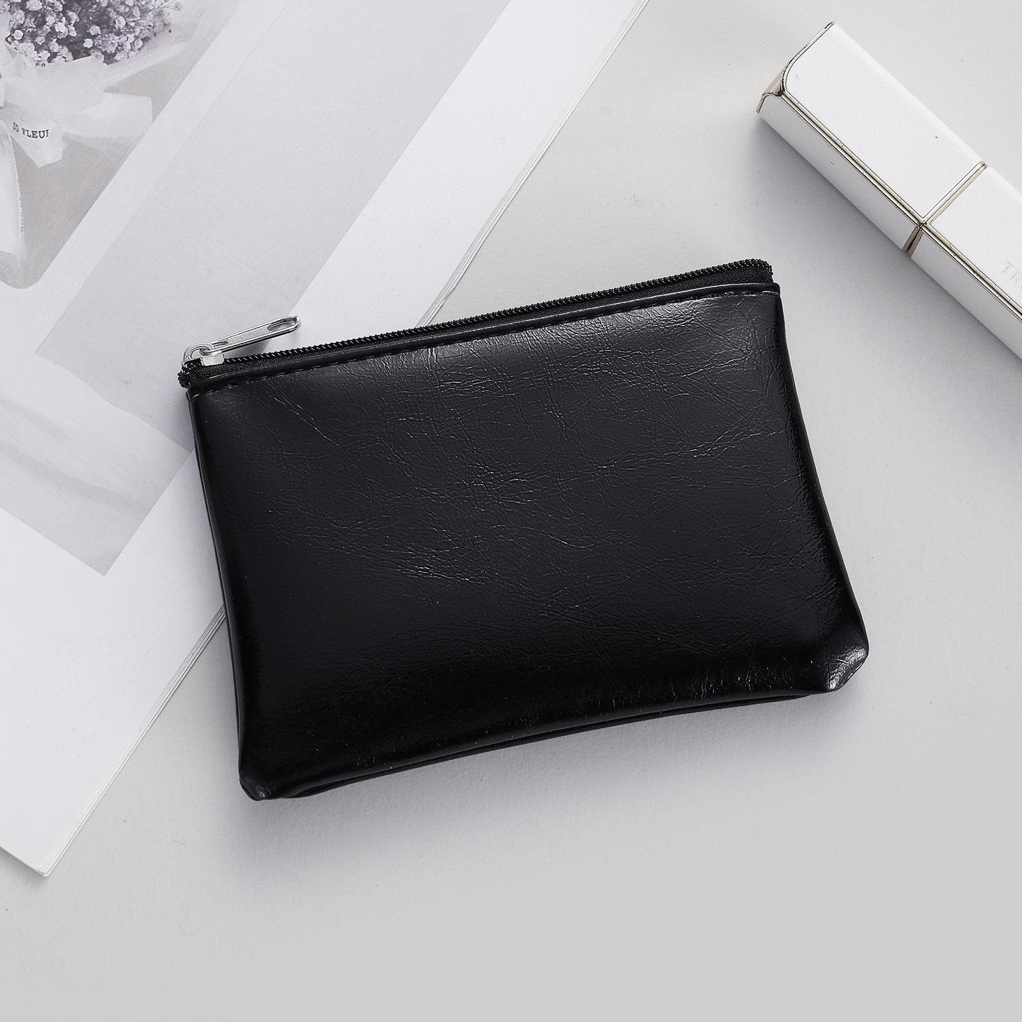 Nuevo tipo de monedero de cuero simple para hombres y mujeres larga con cremallera, bolso de mano de moda de gran capacidad, bolso de tarjetas de ocio multifuncional