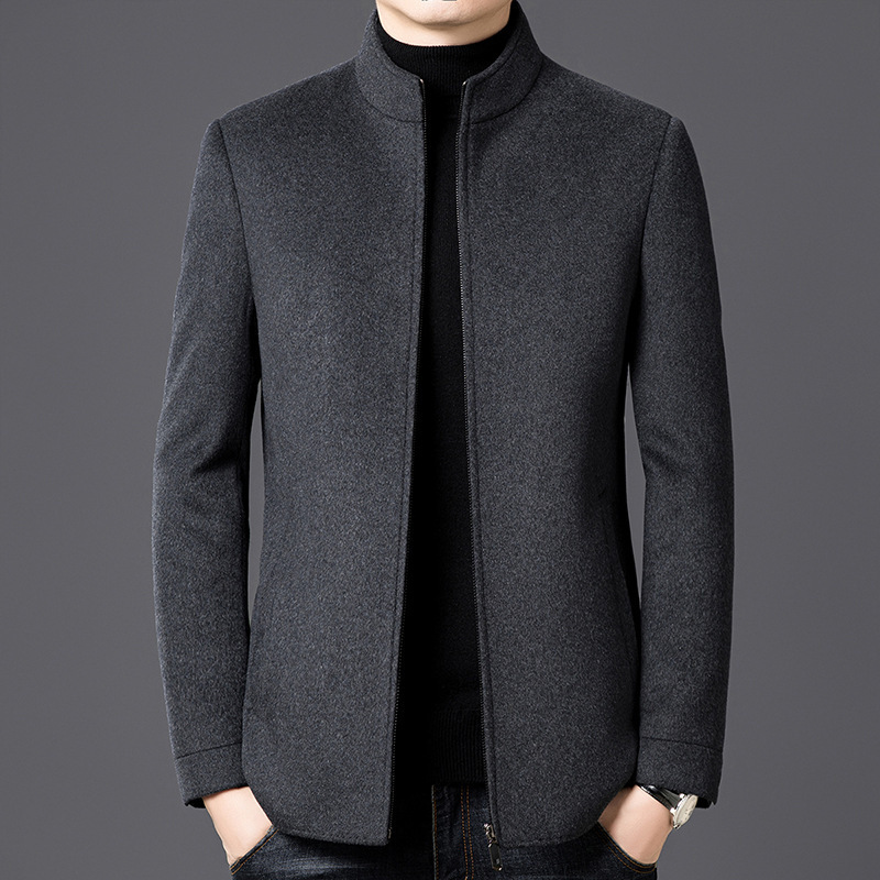 Brand Classy Wool Outwear Men's Business Casual Middle-Aged Dad Outwear Warm White Duck down Men's Double-Sided Jacket