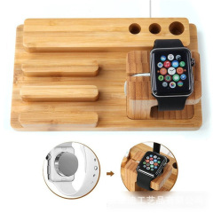 Apple Watch竹3 & 1携帯電話ホルダーiphone木製充電ベース適用アップルウォッチホルダー