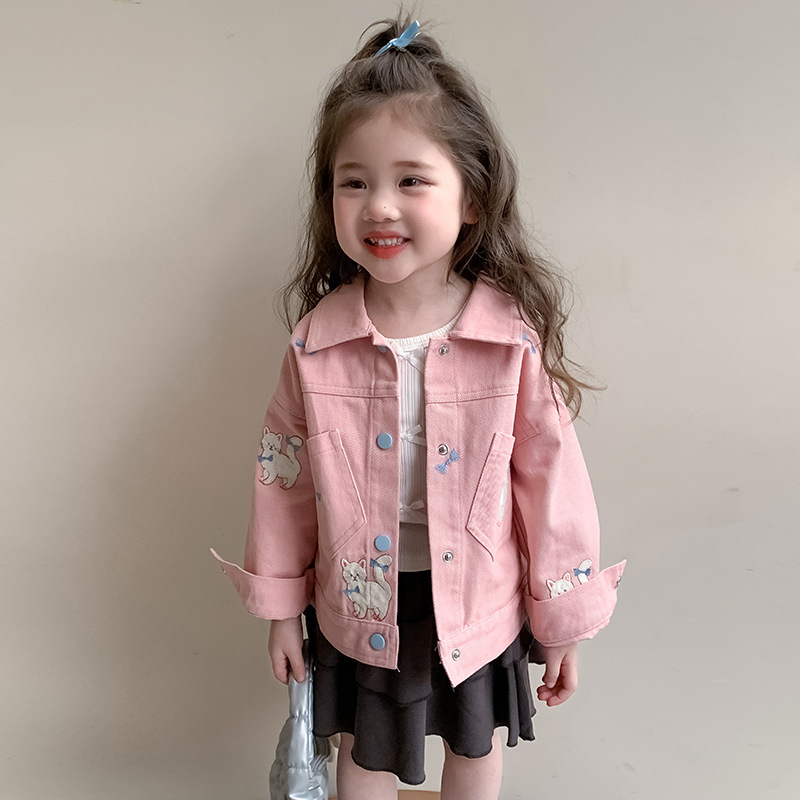 Girls' Denim Coat Spring 2025 New Children's Fashion Top Western Style Baby Jacket Korean Style Top Fashionable Girls' Denim Coat Spring 2025 New Children's Fashion Top Western Style Baby Jacket Korean Style Top Fashionable