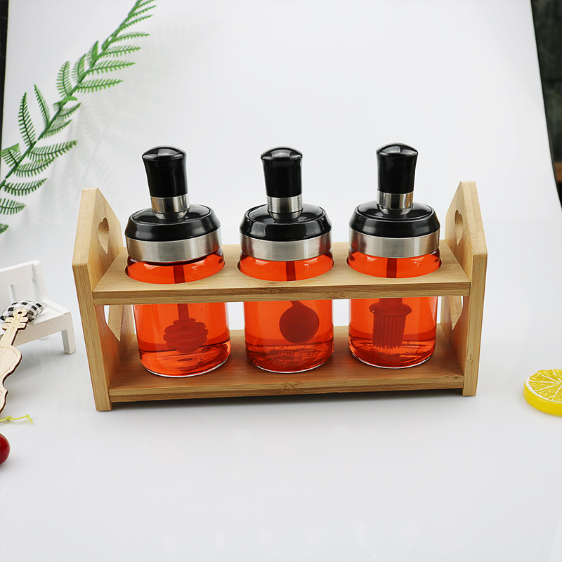 现货供应网红盖勺一体蜂蜜罐调料瓶食用油瓶创意厨具盐味调料瓶