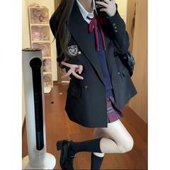 【川泽学姐】布丁熊原创JK制服学院风早秋西装外套高级感收腰西服
