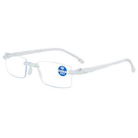 【厂家直销】纯洁白色透明高清防蓝光一体老花镜（智能：多功能）