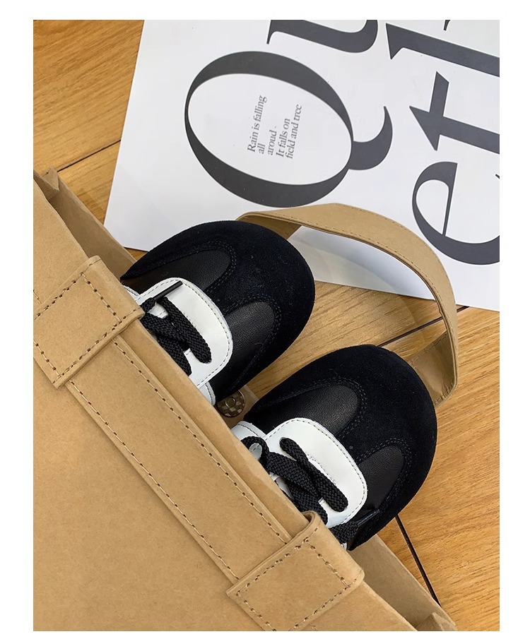 Halb gekochte Käse-Puffschuhe ~ lange Zunge, Schnürschuhe, deutsche Trainingsschuhe, hässliche und süße Freizeitsportschuhe, kleine weiße Schuhe für Mädchen_voghion.com