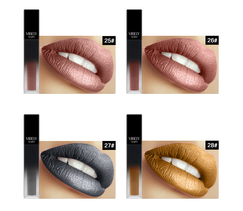 VIBELY matte nude liquid pearlescent lip gloss from Europe and America, matte non-stick cup, non-fading lip gloss, a bestseller in foreign trade undefined