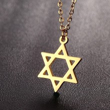 新品上市潮流饰品 46CM钛钢六芒星项链金色 女士 厂家直供 NC-235