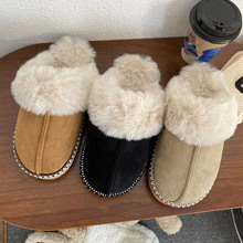 冬款新款家用室内民族编织风情棉拖鞋毛毛拖鞋外穿保暖269917-1