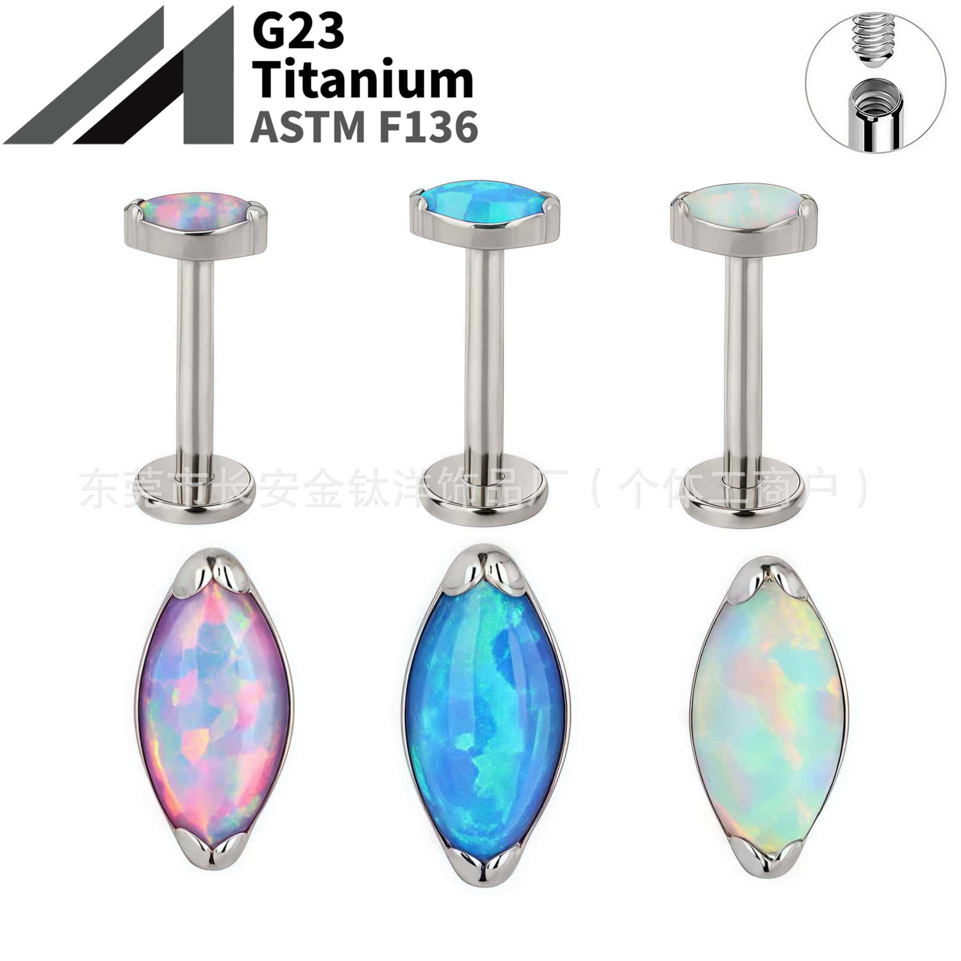 16G labret stud size and finish detail