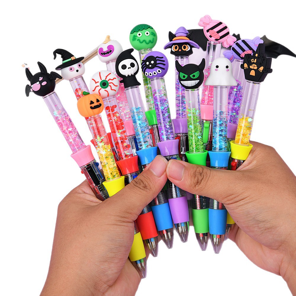 Cartoon transfronterizo de Halloween arena flotante adorable bolígrafo multicolor creativo bolígrafo de color bolígrafo de escritura estudiantil