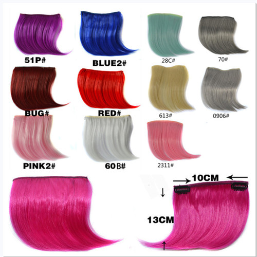 Wigs with colored bangs, colored straight hair wigs, highlights and gradient hair extensions, hair extensions