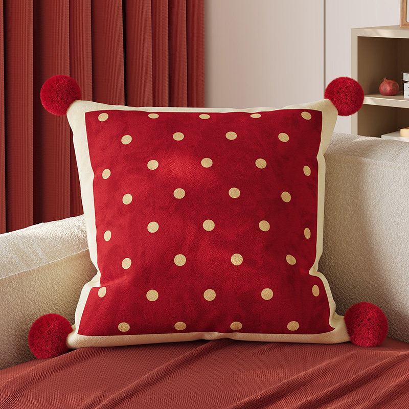 Sofá de sala de estar rojo de alto nivel, funda de almohada desmontable, almohada de cintura lavable, sofá de cabecera de dormitorio de alto nivel, almohada con núcleo