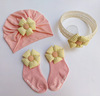 Children's hat, set for early age, cute gift box for new born, hair accessory for princess, socks, flowered, Birthday gift