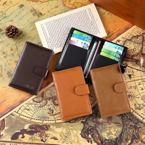 Men's 2024 New Card Holder Short Wallet Anti-Theft Credit Card Holder Money Clip European and American Style Solid Color Zero Wallet