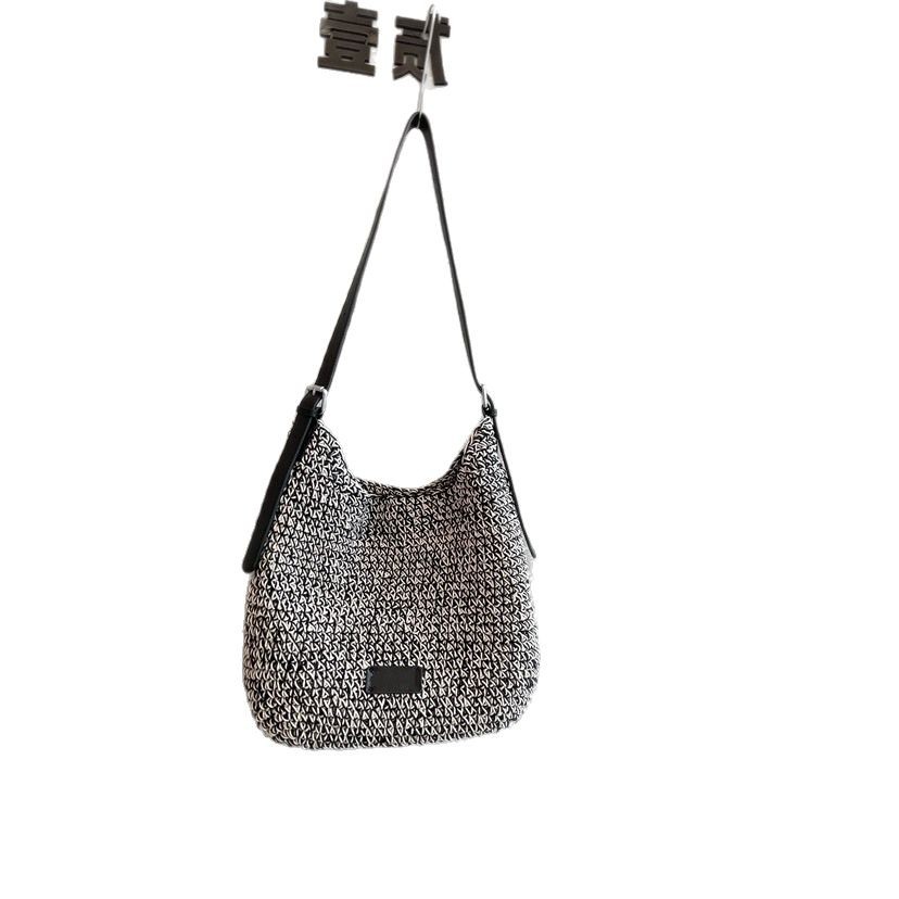 Hand-Woven Wax Cord Women's Bag 2026 New Arrival Trendy Cowhide Shoulder Underarm Bag Vacation Style Handbag - Thumbnail 5