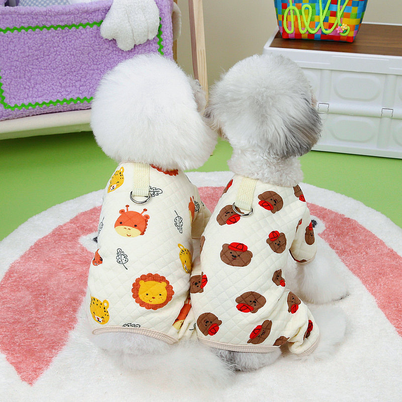 狗狗衣服寵物紅帽子熊四腿棉衣新品羊毛呢保暖衣服博美狗狗服飾