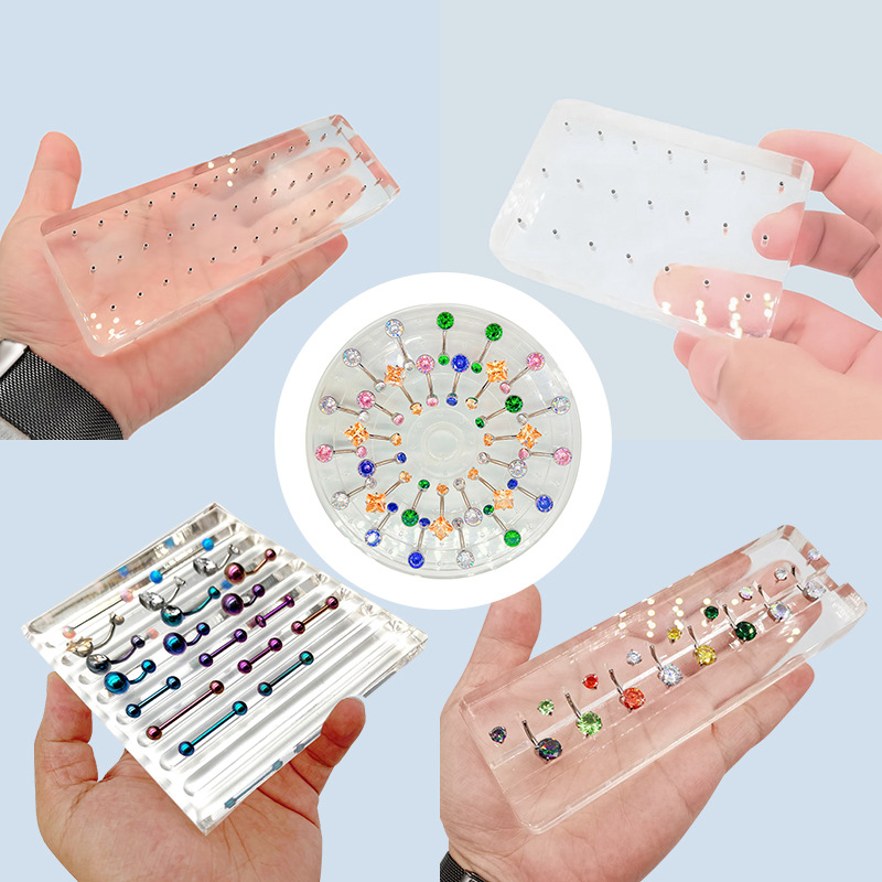 Acrylic Display Stand for Belly Button Rings 14g Navel Jewelry Storage 4 Slots High Permeability detail image 5