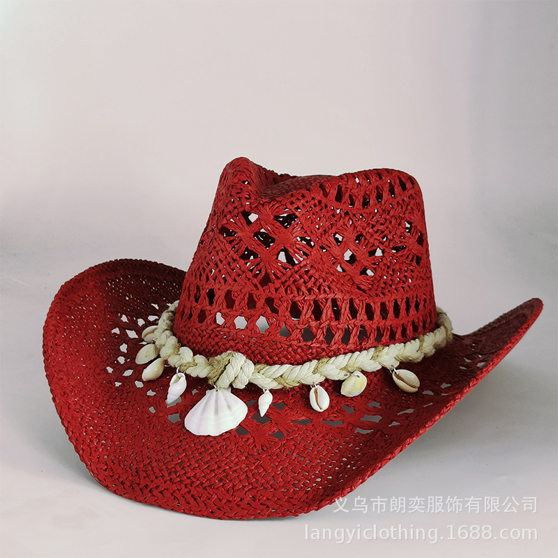 Aliexpress Amazon New Product Cross-Border Direct Delivery Cowboy Hat Straw Hat Manufacturer Western Cowboy Hat Bluebell
