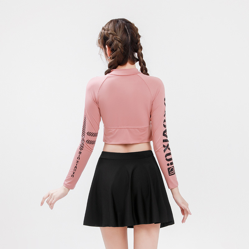 Falda dividida traje de baño de las mujeres aguas termales adelgazamiento deportes manga larga protección solar conservador nuevo traje de baño de aguas termales al por mayor