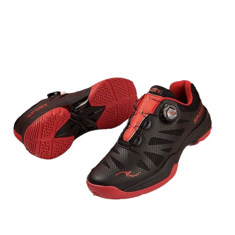 Nuevos zapatos de entrenamiento anti-deslizante de tamaño grande para hombres y mujeres transfronterizos de placa de carbono de botón giratorio para parejas de bádminton