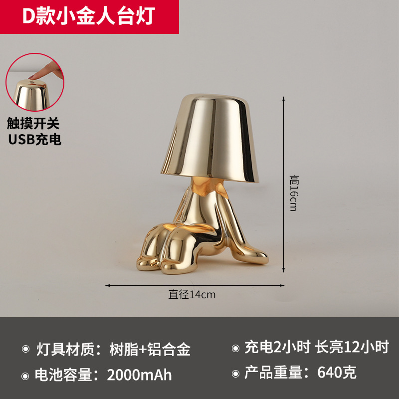 Fábrica transfronteriza Hermanos de oro lámpara de mesa decoración noche luz lámpara pensador