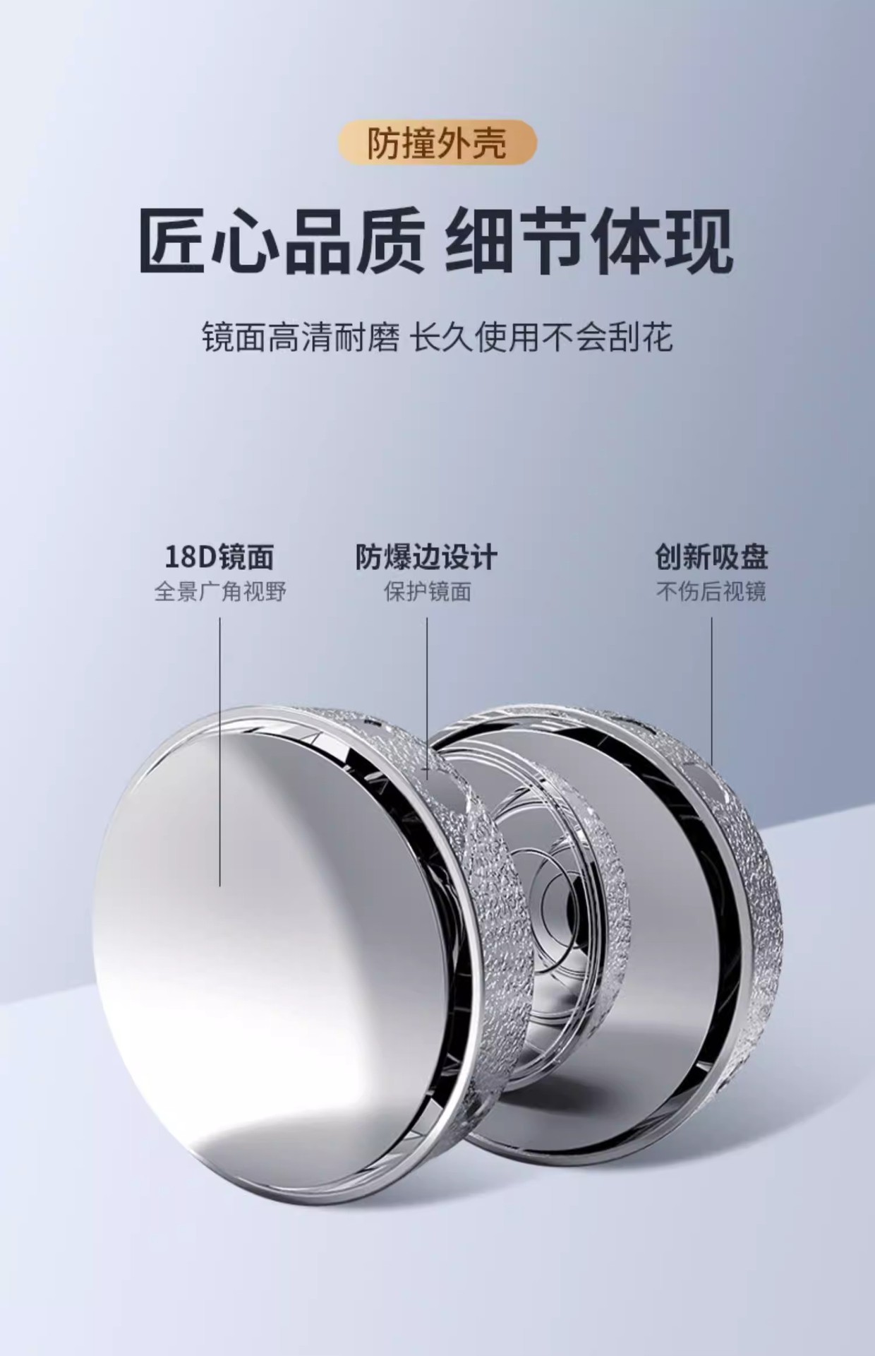 Car rearview mirror blind spot auxiliary mirror, ultra-clear 360-degree panoramic suction cup type