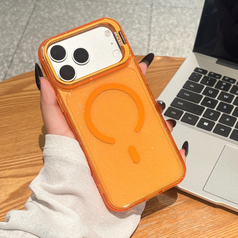 Funda con Soporte de Lente para iPhone 18promax 17 16 de PC con Absorción Magnética y Anti-caídas