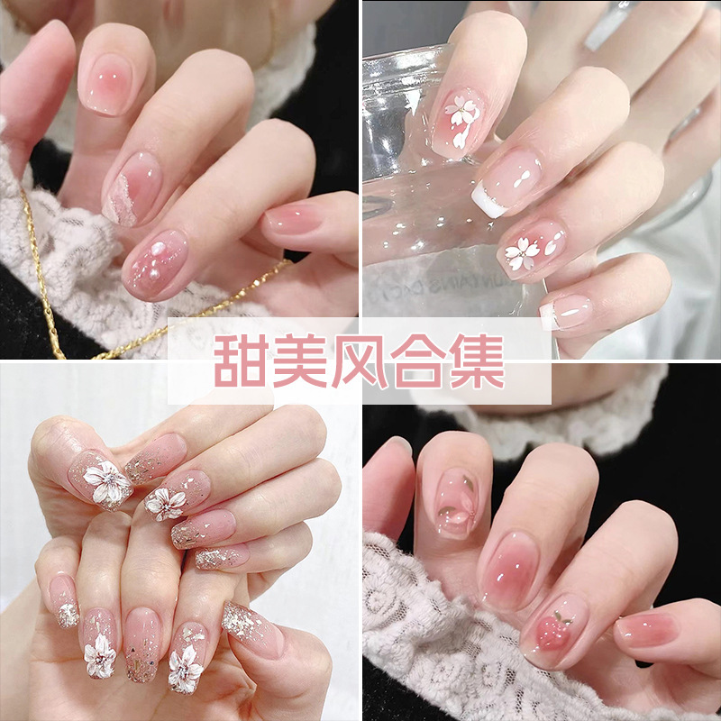 Sweet and Gentle White Sweet Girl Nail Art Nail Patch Finished Advanced Sense Fake Nail Removable Wearable Nail Sweet and Gentle White Sweet Girl Nail Art Nail Patch Finished Advanced Sense Fake Nail Removable Wearable Nail