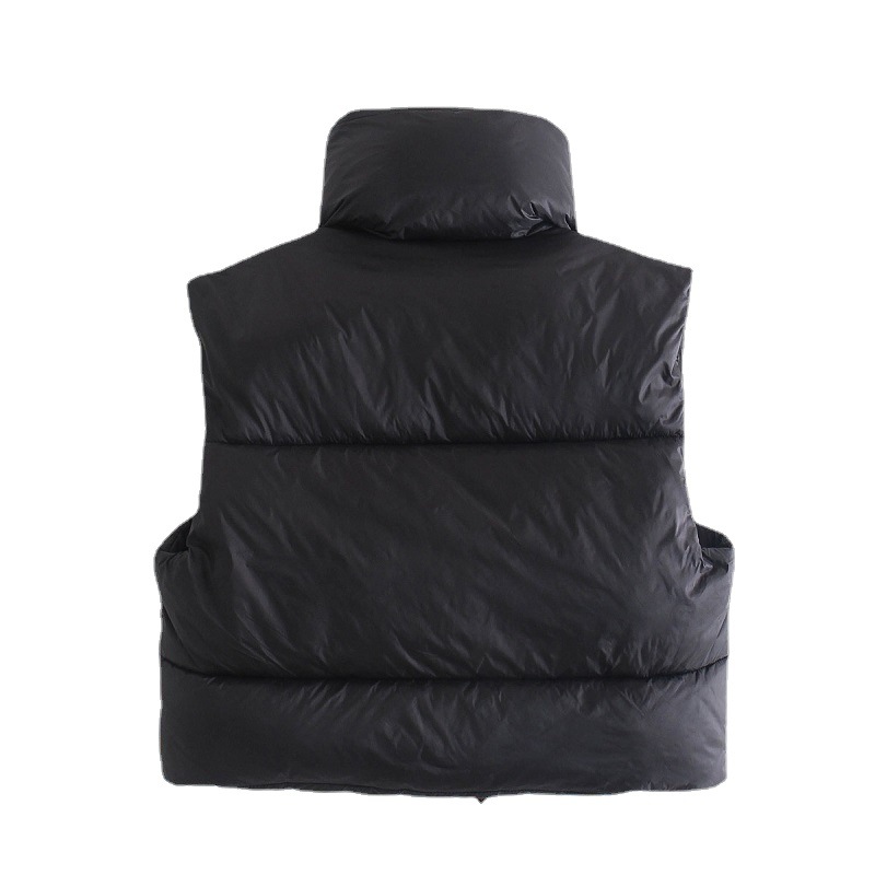 En stock Chaleco de algodón de estilo europeo y americano de las mujeres de invierno collar de pie engrosado Chaleco de algodón sin mangas abrigo de pan Chaleco de las mujeres al por mayor image 5