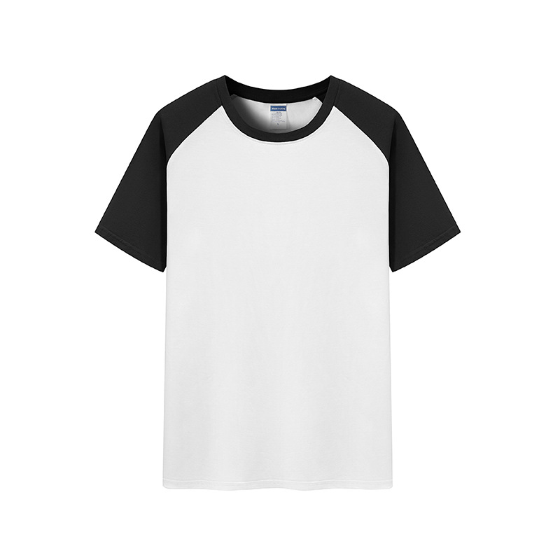Verano nuevo 200g Raglan color a juego de manga corta camiseta juventud algodón retro contraste suelto color cuello redondo top