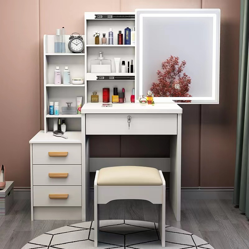 Amazon Master Bedroom Dressing Table with Mirror, Small Makeup Table, Storage Cabinet, Integrated Makeup Cabinet, Wholesale Export, Led