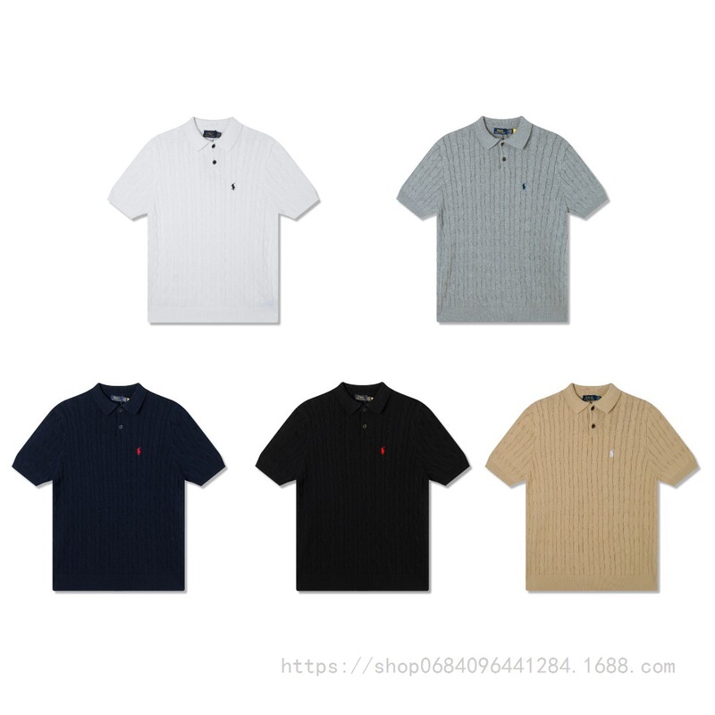 Rl~Cross-Border 2026 Ralph Lauren Knitted Polo Shirt with Pony Embroidery, Two-Button Sweater, Short-Sleeve, Open Front Rl~Cross-Border 2026 Ralph Lauren Knitted Polo Shirt with Pony Embroidery, Two-Button Sweater, Short-Sleeve, Open Front