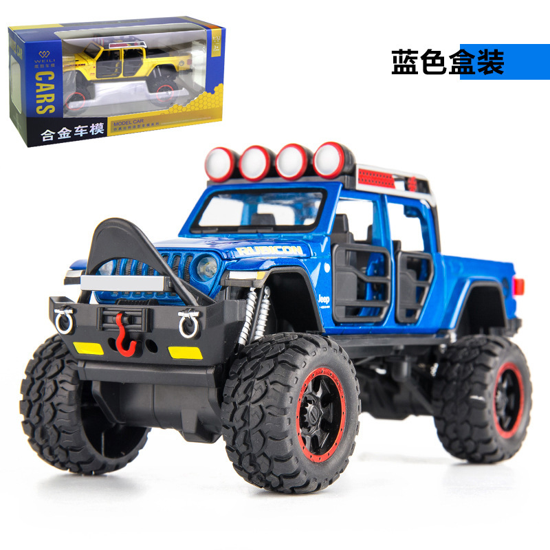 Weili aleación coche modelo 1:32 gran rueda jeep deslizamiento fuera de carretera vehículo puerta con sonido y luz de los hombres de juguete modelo de coche adornos