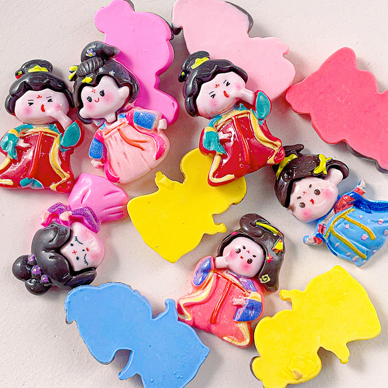 Venta directa nueva superficie brillante Dinastía Tang Dancing Girl accesorios de resina DIY Dinastía Tang belleza teléfono caso horquilla accesorios para el cabello parche