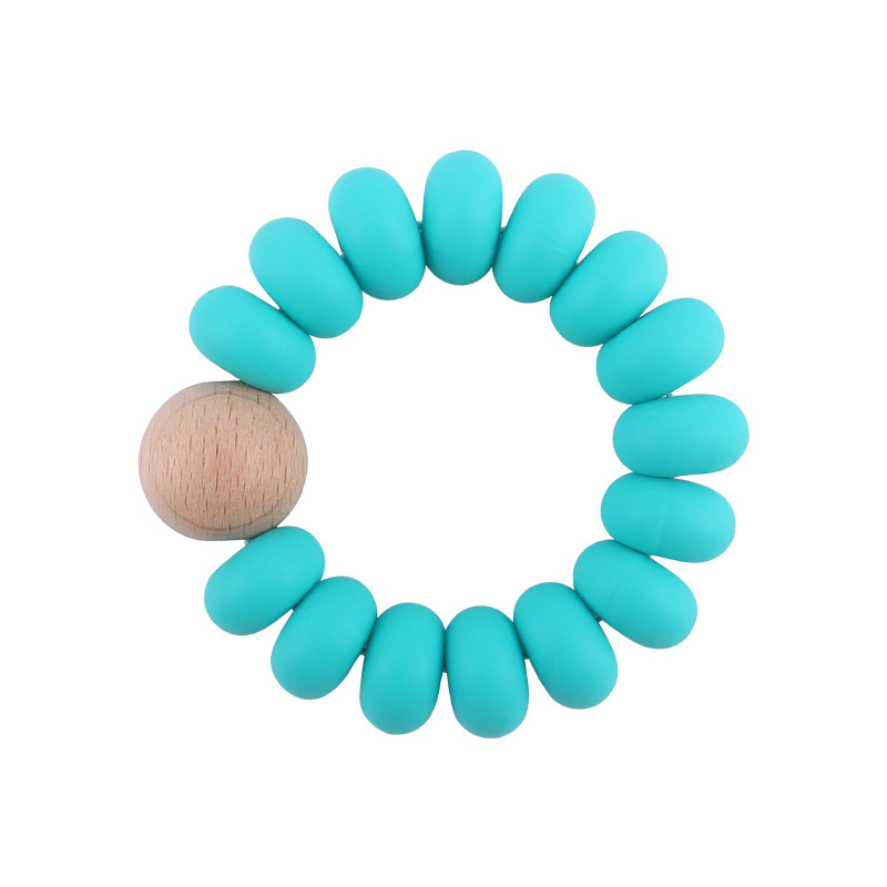 Nuevo bebé suministros granos planos espaciador creativo bebé silicona mordedura haya molar pulsera mordedor juguete