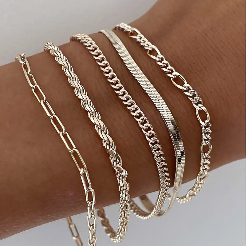 Foreign Trade Cross-Border Set of Jewelry, Fashionable and Personalized Bracelets, New Alloy Combination Hand Ornaments and Foot Ornaments, Six-Piece Set, Hot Selling Foreign Trade Cross-Border Set of Jewelry, Fashionable and Personalized Bracelets, New Alloy Combination Hand Ornaments and Foot Ornaments, Six-Piece Set, Hot Selling