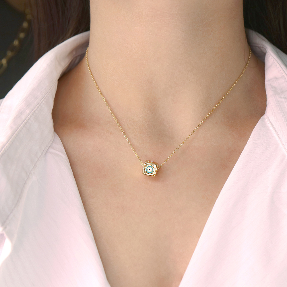 Fashion Devilu0027S Eye Square Copper Pendant Necklace Copper Necklaces