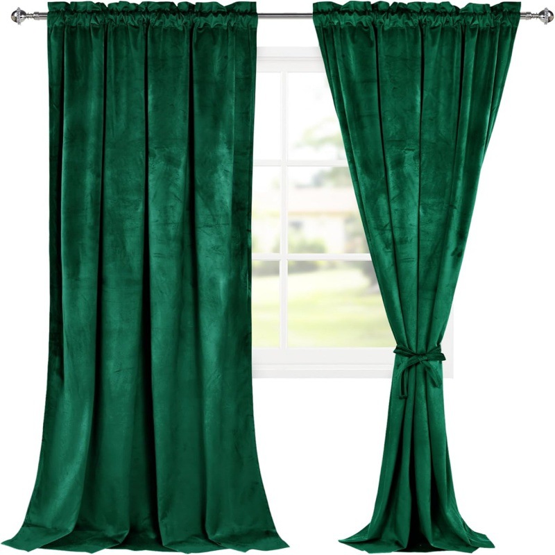 Amazon cortina opacas terciopelo gran cortina roja para la sala de estar del hotel cortina de dormitorio