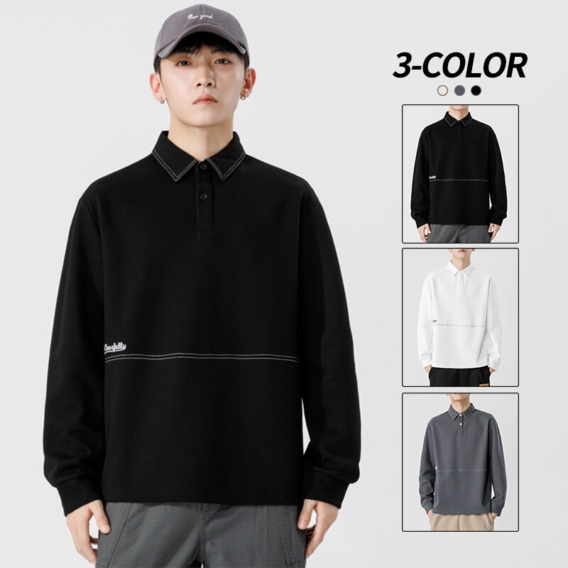 Branded men's long-sleeve POLO shirt, 2026 autumn and winter new style, loose casual fit for young and middle-aged men, versatile turn-down collar sweatshirt Branded men's long-sleeve POLO shirt, 2026 autumn and winter new style, loose casual fit for young and middle-aged men, versatile turn-down collar sweatshirt