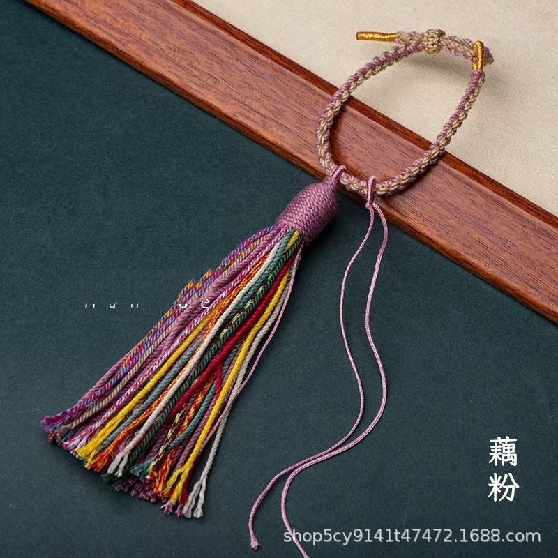 新款2025手搓棉线手把绳 编织手机挂绳 藏式流苏半成品 支持LOGO|undefined