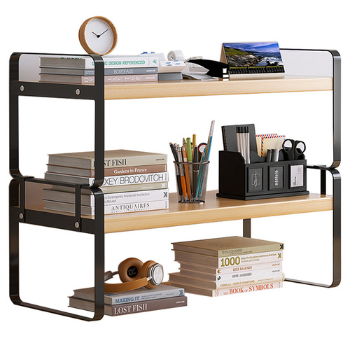 Desktop bookshelf small simple bedroom wrought iron storage rack office shelf table storage living room Internet celebrity bookcase