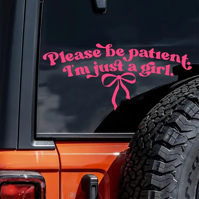 Cross-border foreign trade rearview mirror bow decal please be patient, I'm just a girl car sticker