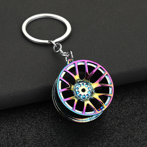 Factory Direct Sale Cross-border Automotive Modification Accessories Creative Trendy Men's Metal Wheel Hub Cover Keychain Wholesale