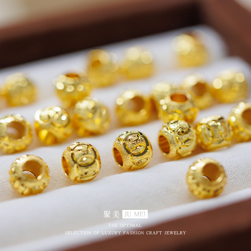 Sand Gold Transfer Beads DIY Accessories Imitation Gold Loose Beads Sand Gold Plated 24K Gold 10mm Audi Beads Beaded Bracelet