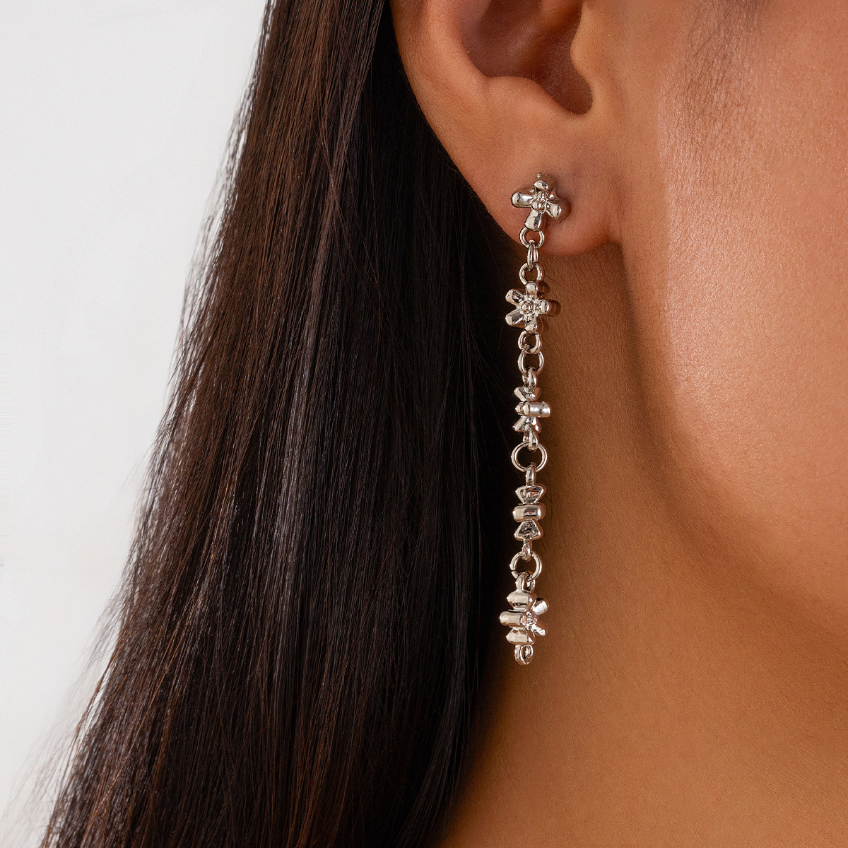 Personalised Rhinestone Y-shaped Necklace Set With Alloy Chain_voghion.com
